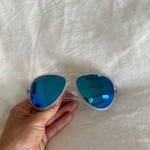 Ray-Ban 0RB4125 646/17 Round Sunglasses, Matte Transparent, 59 mm